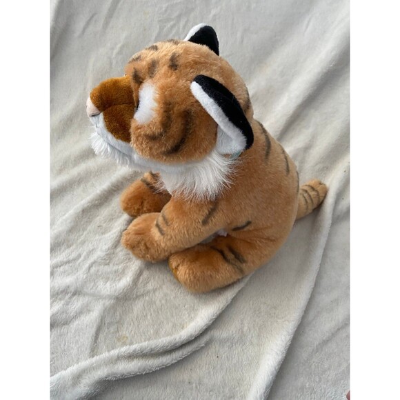 Wild Republic Sitting Tiger 10" Plush Animal Rusty Orange & White Black Stripes - Picture 4 of 8